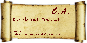 Oszlányi Apostol névjegykártya